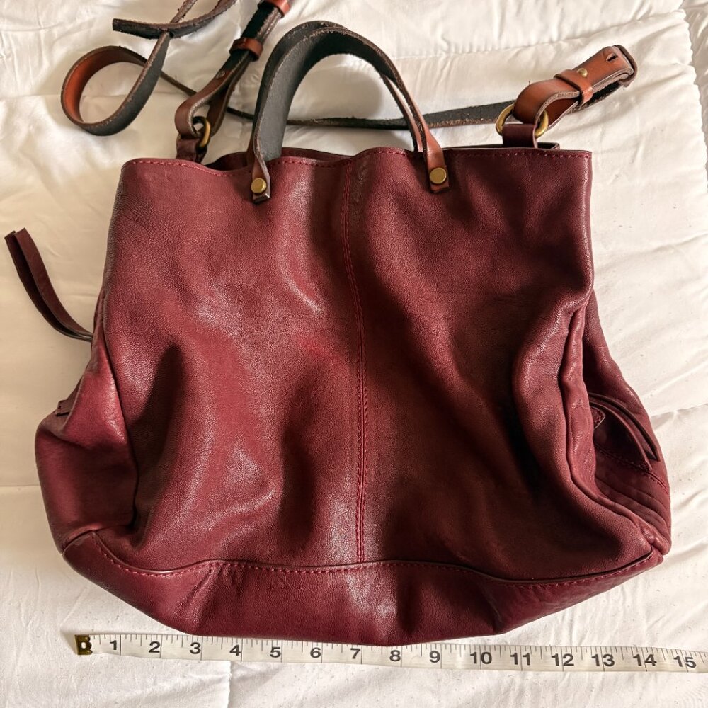 Sundance Burgundy and Brown Leather Satchel - Picture 8 of 10
